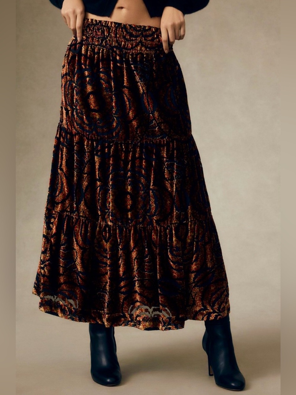 Anthropologie Somerset Maxi Skirt: Nina Pace Velvet Edition Medium EUC